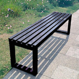 Sturdy 59in Backless Outdoor Metal Bench for 2-Person Seating, Weatherproof Garden Furniture for Patio, Yard, Entryway - Photo 4