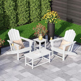 Costaelm 4-Piece Set Outdoor/Patio Poly Adirondack Chairs with a Coffee and a Side Table (2 Seater), White - Photo 1