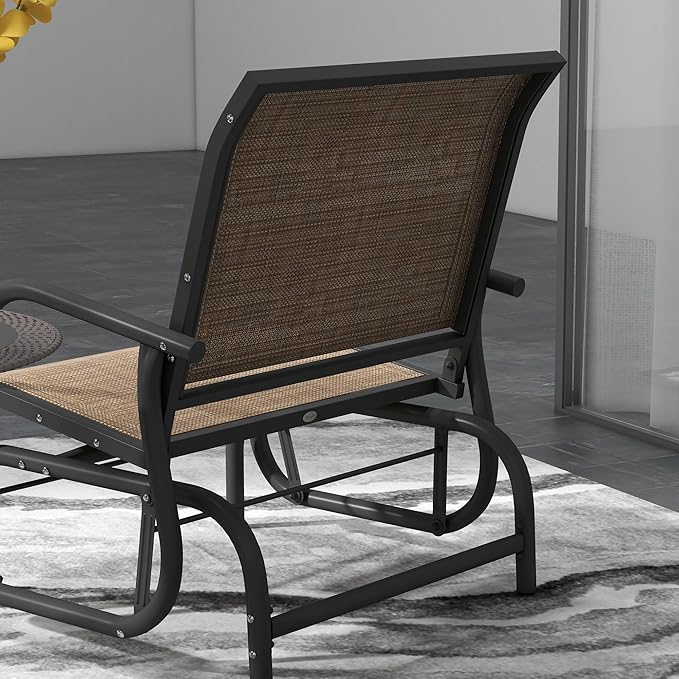 Outsunny Porch Glider Set of 2, Metal Frame Swing Glider Chair with Breathable Mesh Fabric - Photo 9