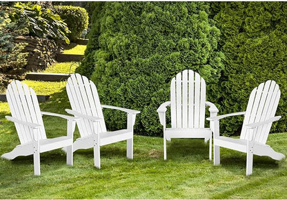 Tangkula Adirondack Chair, Acacia Wood Adirondack Lounger Chair, Outdoor Armchairs with Slatted Seating, Weather Resistant