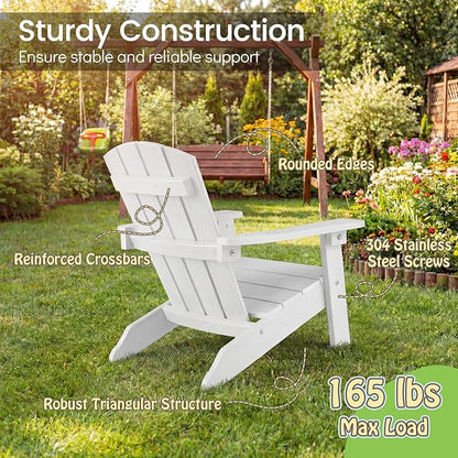 Giantex Kids Adirondack Chair, All-Weather HIPS Children's Outdoor Chair w/Ergonomic Design, Toddler Lawn Chairs for Age 3-8, Kids Beach Chair for Garden Patio Backyard (4,White)