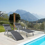 COSTWAY Folding Aluminum Lounge Chair, Outdoor Pool Lounger with 8-Position Adjustable Backrest & Ergonomic Headrest - Photo 6