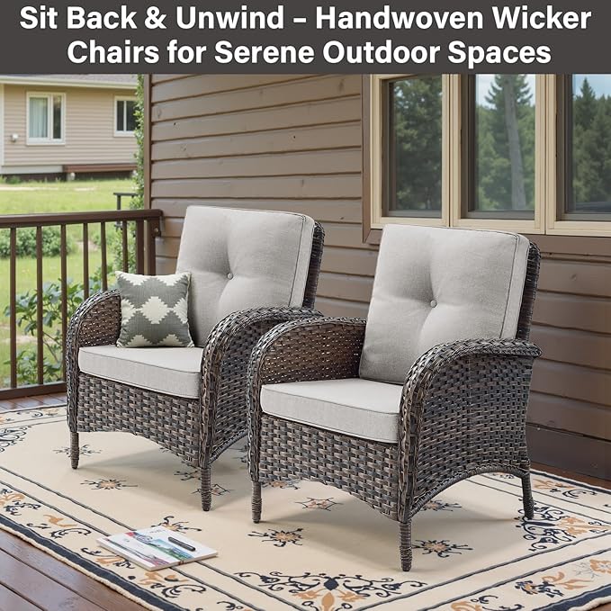 Belord Patio Club Chair Wicker Chairs - Outdoor High Back Chair Set of 2 Patio Furniture Set Rattan Seating with - Photo 8