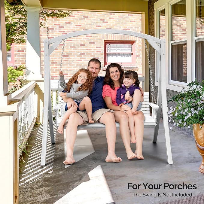 VINGLI 5FT Porch Swing Frame, 1000LBS Heavy Duty A-Frame Wooden Porch Swing Stand with Curved Arc Top - Photo 6
