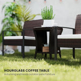 Outsunny 18" Outdoor Wicker Coffee Table, 2-Tier Patio Side Table with Storage - Photo 4