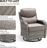 Swivel Patio Chairs sofa Set of 4 with 6" Thick Cushion - Wicker Outdoor Swivel Rocker Patio Chair ,Sofa/Glass coffee - Photo 7