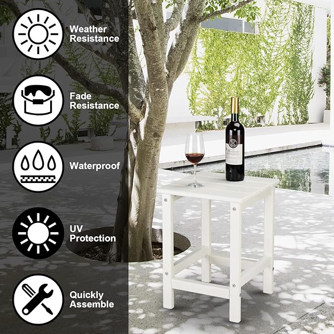 Beach Outdoor Side Table with 2 Layer Storage, Plastic Waterproof and UV Resistant HDPE Adirondack Coffee End Tables - Photo 9