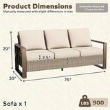 75" Patio Metal Wicker Sofa, All Weather Outdoor Rattan 3-Seat Sofa Couch with Premium Cushions & Rectangular Framed - Photo 2