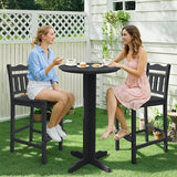 3-Piece Outdoor Bar Set, HDPE Adirondack Bar Height Chairs Set of 2 and Round Bar Table - Photo 2