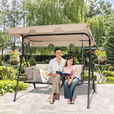 Tangkula 3 Person Patio Swing, Steel Frame with Polyester Angle Adjustable Canopy, All Weather Resistant Swing Bench - Photo 2