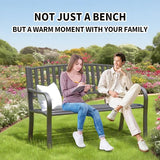 YLGJ&TIDY 50 Inches Garden Benches for Outdoor Patio Bench with Stripe Pattern Backrest Armrest Weatherproof Park - Photo 5