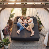 RADIATA 51.2" Outdoor Loveseat Sofa Bed, PE Wicker Patio Daybed with 2-Person Double Chaise Lounge - Photo 3