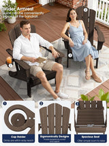 KINGYES Folding Adirondack Chair Set of 6, HDPE All-Weather Patio Chairs with Cup Holder - Photo 3