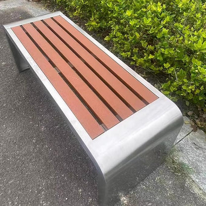 2-Person Outdoor Metal Garden Bench, Weatherproof Backless Design with Wood-Plastic Slatted Seat, Perfect for Parks, Gardens, Patios & Schools (47.24in / 120cm)
