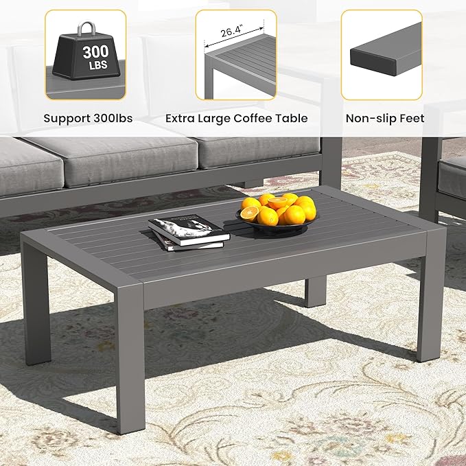 Wisteria Lane Outdoor Furniture Patio Coffee Table, Rectangle Outdoor Coffee Table - Photo 3