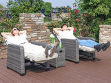 Restland Outdoor Recliner with Independent Adjustable Back & Footrest Wicker Patio Reclining Chair with Flip Table - Photo 3
