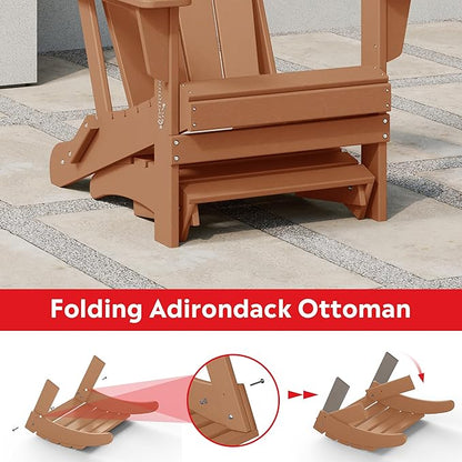 Costaelm Adirondack Chair Footrest Foldable Ottoman, Folding Ottoman Outdoor Foot Rest for Patio Waterproof, Adirondack Ottoman Outdoor, Teak