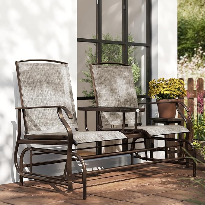Outsunny Outdoor Glider Bench with Center Table - Photo 9