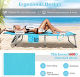 GYMAX Tanning Chair, Folding Lounger with Face/Arm Holes, Carry Handles & Side Pocket - Photo 2