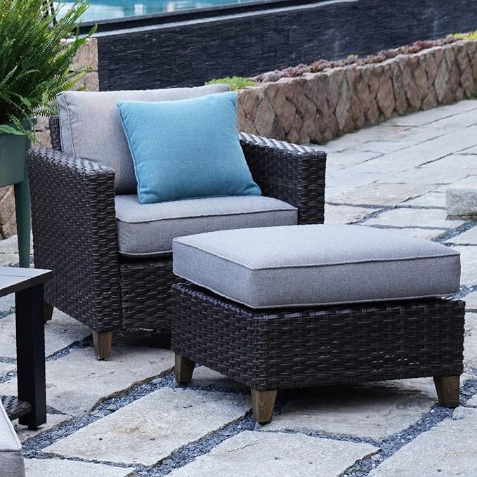 Grand patio Outdoor Rattan Couch Sofa Cushions, Dark Grey Sofa Set for 2 PCS - Photo 7