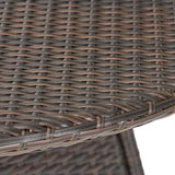 Outdoor Dining Table with PE Wicker Tabletop and Powder Coated Iron Frame Water Resistant Design Durable Construction - Photo 6