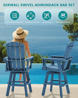 SERWALL 5-Piece Swivel Adirondack Bar Set, HDPE Swivel Bar Height Chairs Set of 4 with Bar Table - Photo 7