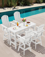 SERWALL 5-Piece Swivel Adirondack Bar Set, HDPE Swivel Bar Height Chairs Set of 4 with Bar Table - Photo 8