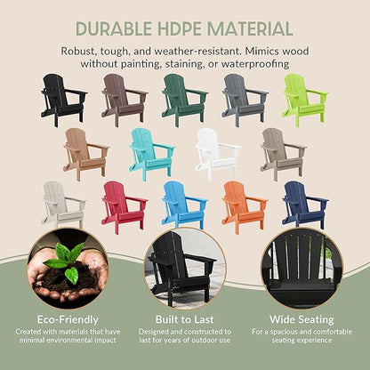 WestinTrends Malibu 4-Piece Set Outdoor Folding Poly Adirondack Chair, Black