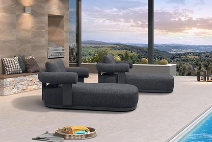PURPLE LEAF Outdoor Chaise Lounge Set of 2 Chair Modern Aluminum Lounger Daybed with Lumbar Pillow and Armrest for Patio Poolside Beach Sunbathing Deck, Grey