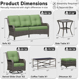 8 Piece Outdoor Wicker Patio Furniture Set, Outdoor Swivel Rocker Patio Chairs Set with Thickened Olefin Cushions - Photo 2