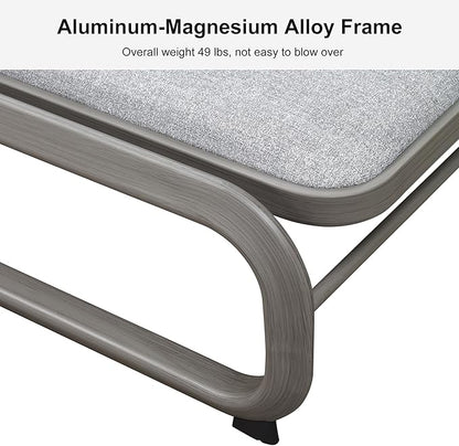 PURPLE LEAF Outdoor 3 Pieces Chaise Lounges Layout Lounges for Outside Slide-Out Side Table with Cushion Adjustable Backrest Grey