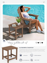 KINGYES Adirondack Outdoor Side Tables Set of 2, Brown - Photo 5