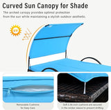 Outdoor Double Chaise Lounge with Adjustable Backrest and Sun Canopy - Photo 4