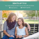 Outsunny Porch Swing with Chains and Cupholders, 2 Person Wooden Patio Swing Chair, 440 lbs. Weight Capacity, for Garden - Photo 5