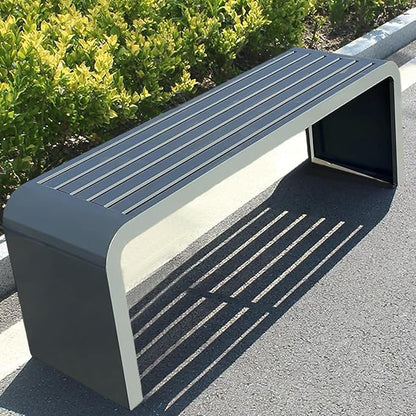 Indoor Outdoor Backless Bench,Stainless Steel Garden Patio Porch Bench, Art Deco Alloy Picnic Bench,Modern Multicolor Park Bench, Waterproof Metal Garden Bench,Steel Frame Outdoor Bench (Gray)