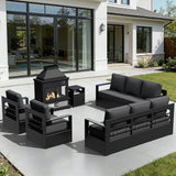 Outdoor Aluminum Furniture Set, 5-Piece Patio Conversation Set, 2 Swivel Chairs, 2 Sofa and 1 Fireplace - Photo 1
