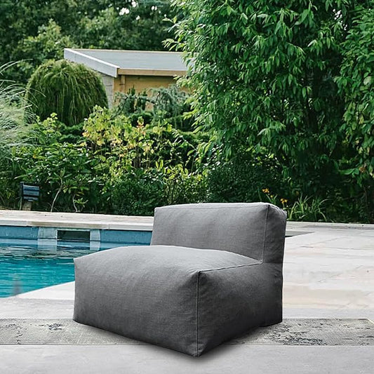 Dineli Modern ANNY-H Middle Chair Armless Chair Outdoor Furniture Comfy Patio Couch Sofa Outdoor Bean Bag Chair Creating a Unique Garden Modular Contemporary Sofa, Lazy Sofa for Outside (Dark Gray)