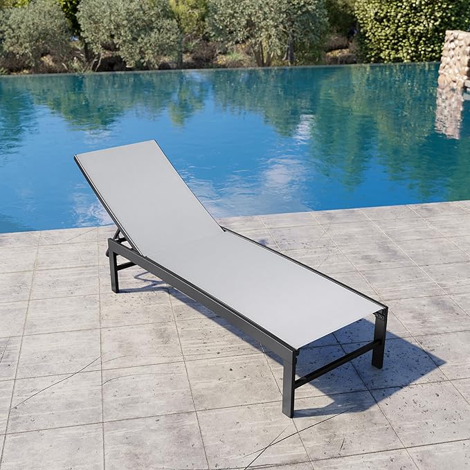Crestlive Products Chaise Lounge Chair Outdoor, Adjustable 5 Positions Pool Tanning Recliner - Photo 2
