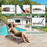 Nice C Patio Chaise Lounge with Wheel, Outdoor Lounge with Armrest for Pool, 5 Reclining Positions - Photo 7