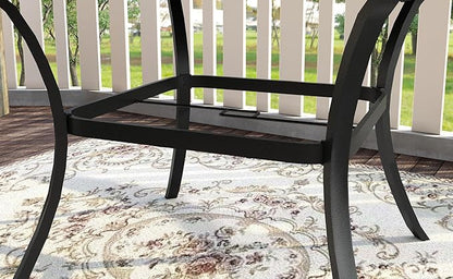 VICLLAX 53" Outdoor Round Patio Table for Lawn Garden, All Weather Metal Round Patio Dining Table with Adjustable Umbrella Hole, Patio Table for 8 Person, Grey Wood-Like Tabletop