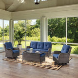 Belord Wicker Outdoor Furniture Patio Furniture Set - 6 Piece Patio Conversation Set with Swivel Rocker Chairs - Photo 2