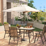 soges 47in Outdoor Patio Bistro Coffee Tea Table, Rectangular Tempered Glass Steel Frame Dining Table with Umbrella Hole - Photo 2