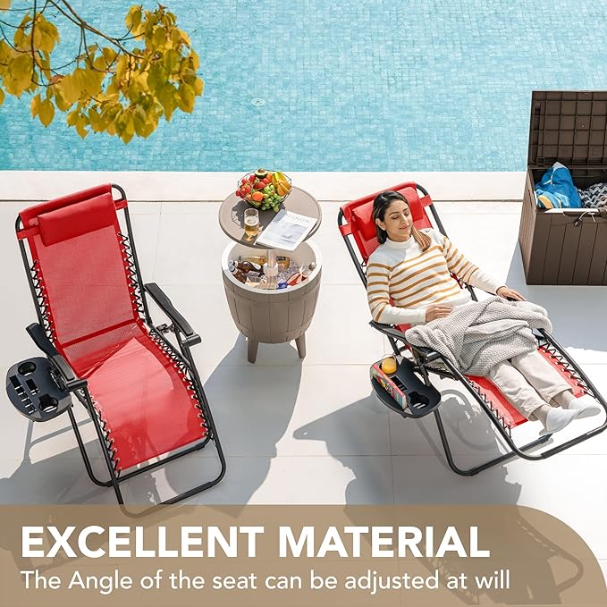 Devoko Patio Zero Gravity Chair Outdoor Folding Adjustable Reclining Chairs Pool Side Using Lawn Lounge Chair with - Photo 4