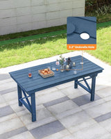 HDPE Outdoor Dining Table, 66.9” Rectangle Patio Dining Table for 6 - Photo 2