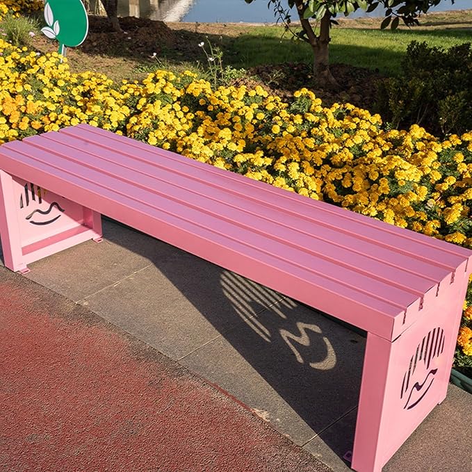 Outdoor Metal Garden Bench, 1102 Lb Capacity, Pink Patio Seat for Lawns, Yards, Porches, Parks, Stylish & Durable 120cm/47in Outdoor Furniture