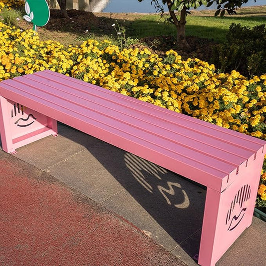 Durable Metal Garden Bench for Outdoors - 1102 Lb Capacity Pink Patio Bench for Lawns, Yards, Porches & Parks - Stylish 39in Outdoor Seating Solution
