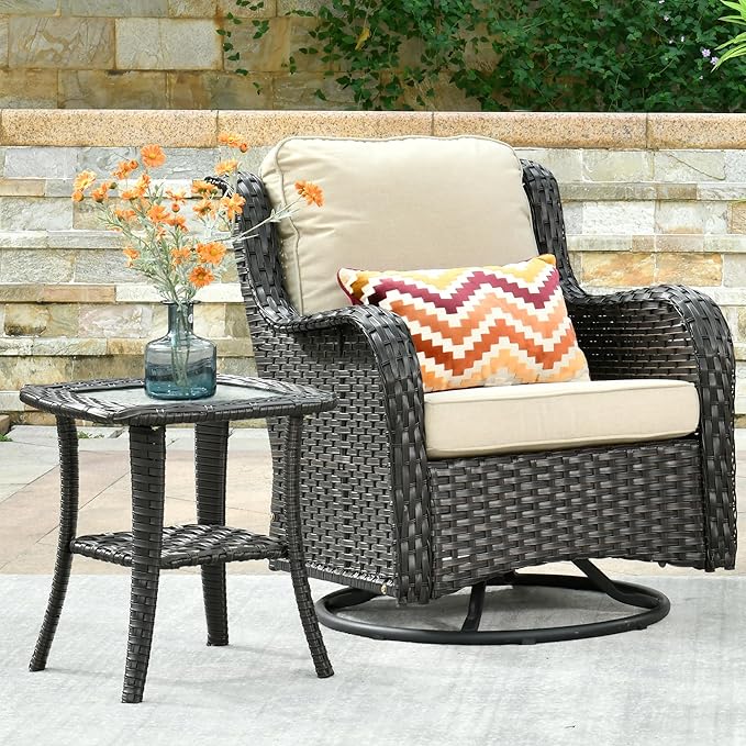 ovios Outdoor Side Table with Tempered Glass Top - Photo 2