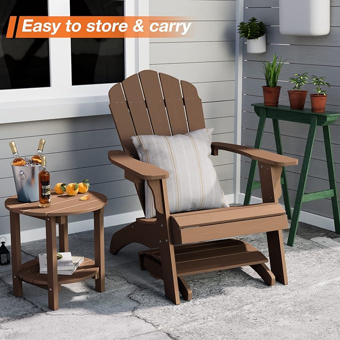 YEFU Adirondack Ottoman, Patio Foot Rest, Adirondack Foot Rest (4-Piece Folding Adirondack Ottoman, Teak)