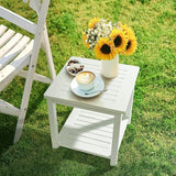 Outvita Patio Small Side Table, Acacia Wood 18 inch Double-Deck Coffee Table with Storage Tier for Living Room, Garden - Photo 2
