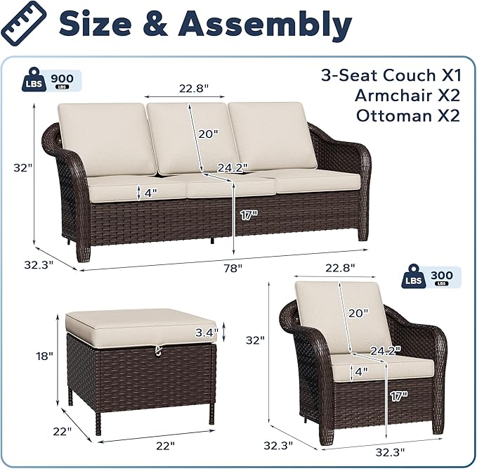 5 PCS Outdoor Conversation Set - Photo 2